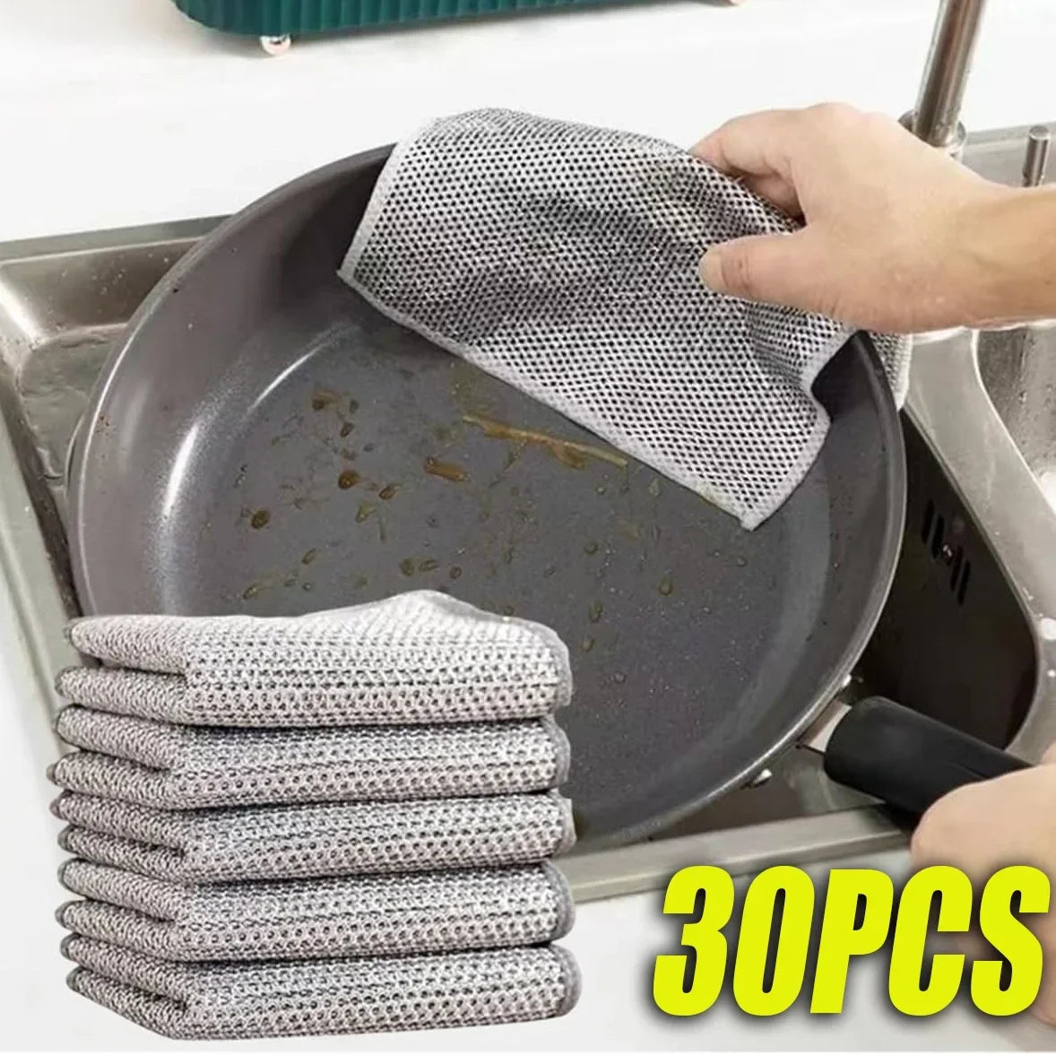 Kitchen Scrubbers: 30-Pack Wire Dishcloths for Cooktops & Dishes, Tackle Any Mess!!