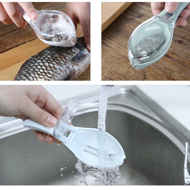 Fish Scale Remover with Cover for Easy Cleaning, No More Messy Scales!