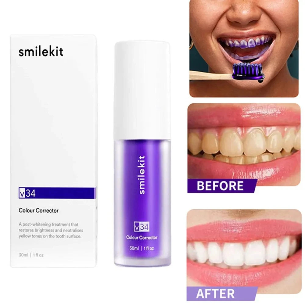 Purple Whitening Toothpaste, Kiss Stains Goodbye!
