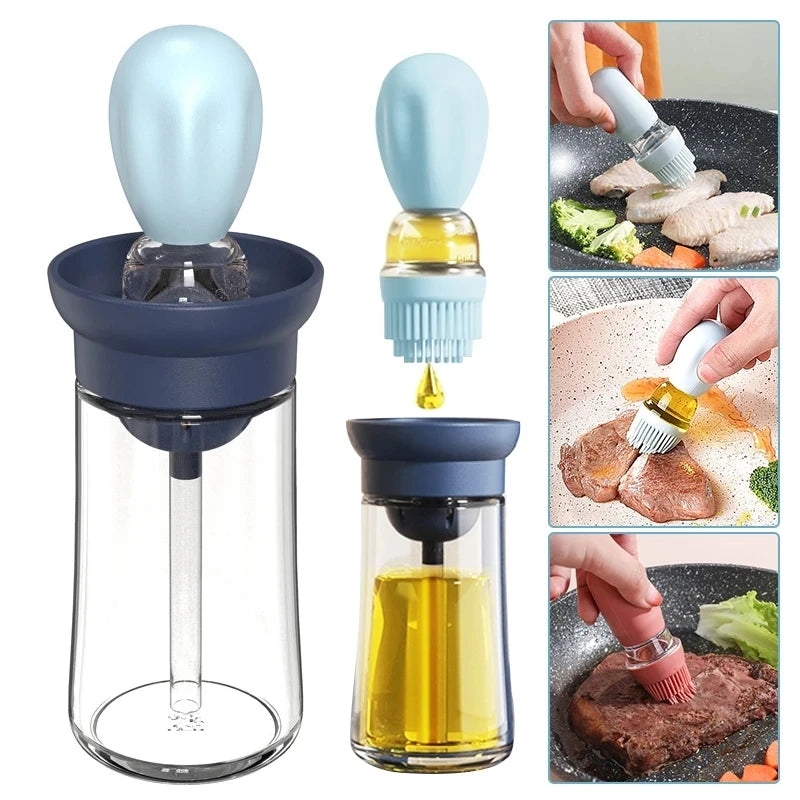 Silicone Oil Bottle with Brush for Cooking, No More Messy Drizzling!!