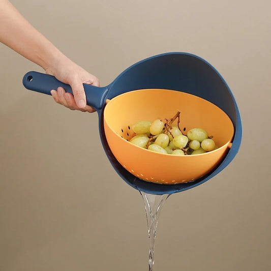 Handheld Rotating Drain Basket: Wash Fruits, Veggies & More, No More Messy Draining!!